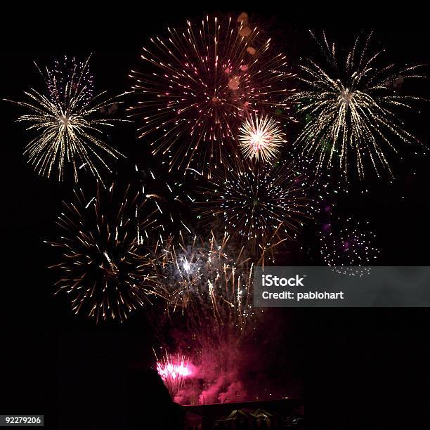 Huge Fireworks Display Stock Photo - Download Image Now - Black Color, Blue, Bright