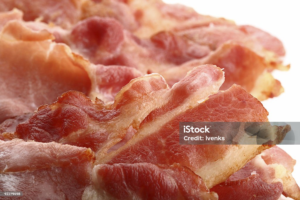 Comida de carne crispy fatias de bacon super macro Tiro - Royalty-free Alimentação Não-saudável Foto de stock