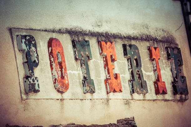 Vintage panel with the word pottery (