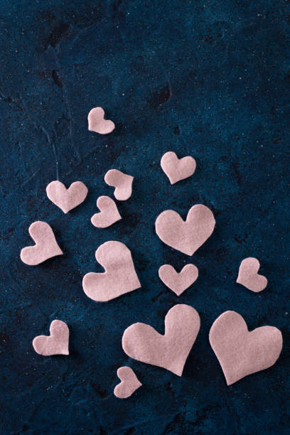 Concept Of Love Heart From A Fabric On A Blue Background Stock Photo -  Download Image Now - iStock