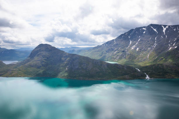 Landscapes of Besseggen. Beautiful blue lake and good weather in Norway stock photo