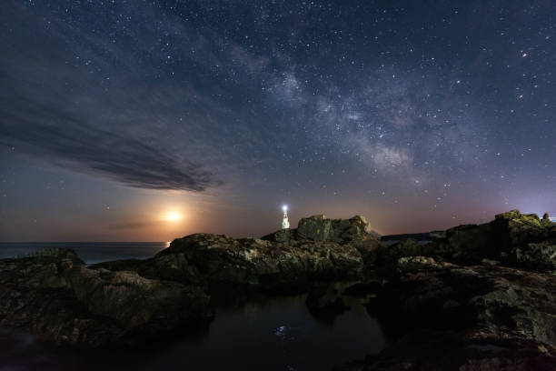 istock The Galaxy and the Moon over the lighthouse 922813802