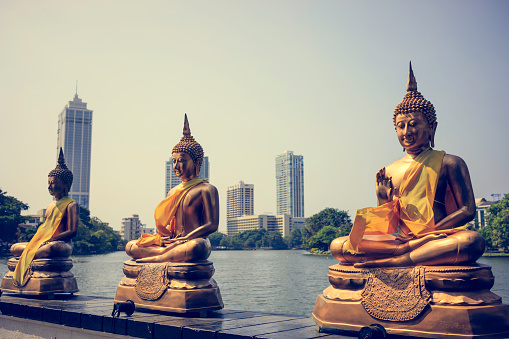 Seema Malaka Buddhist temple situated in the Beira Lake in Colombo; Sri Lanka