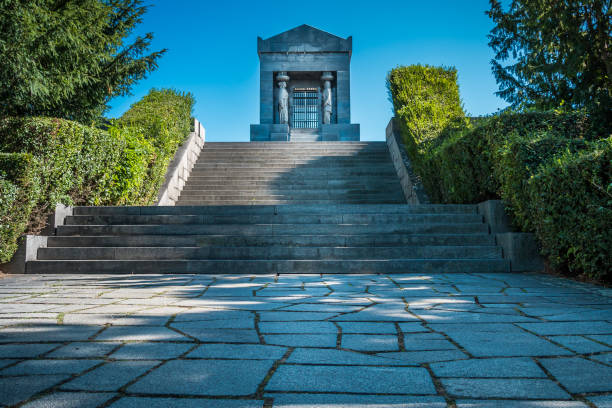 Monument to the Unknown Hero. Complex with 8 caryatids in national costumes, representing the unity of all nationalities in the Kingdom of Yugoslavia. Avala mountain, Belgrade, Serbia.