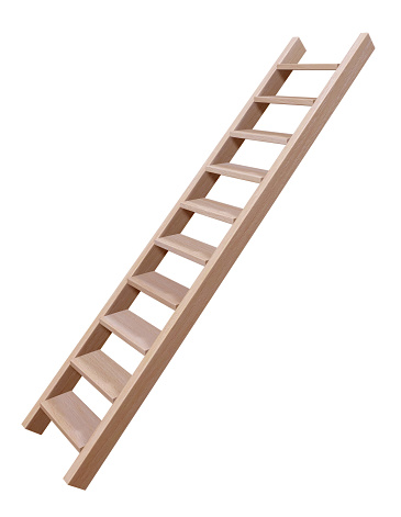 3D rendering of wooden ladder isolated on white