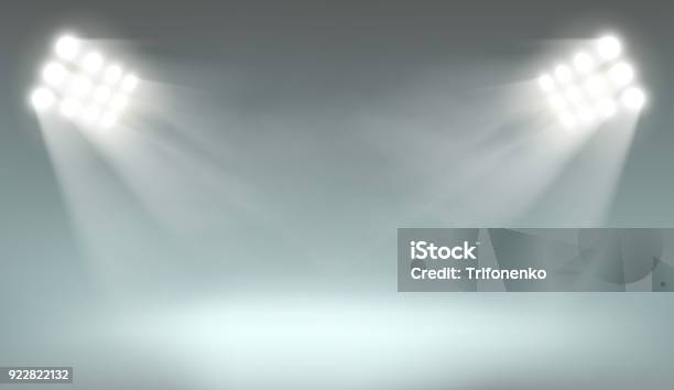 Searchlight On Dark Background Stock Illustration - Download Image Now - Backgrounds, Sport, Stage - Performance Space