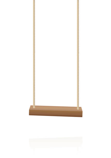 istock Swing. Simple wooden playground toy, a wooden plank and two ropes - isolated vector illustration on white background. 922822590