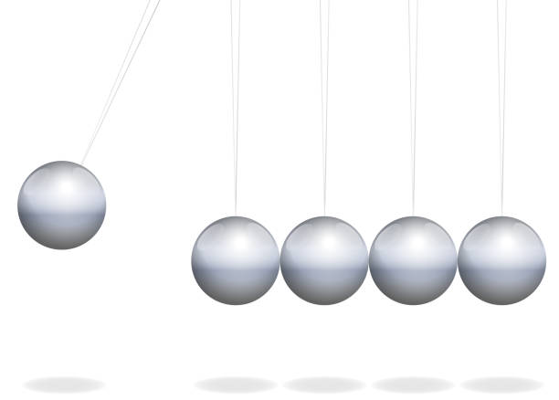 istock Newtons cradle. Physical toy with metal balls as pendulum - isolated vector illustration on white background. 922822822