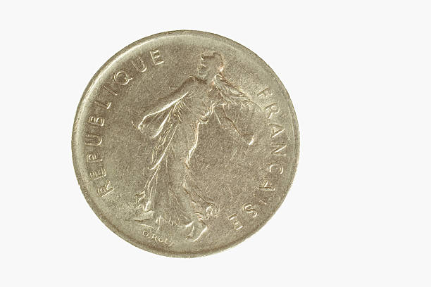 moeda francesa 1 - coin republique france french currency - fotografias e filmes do acervo