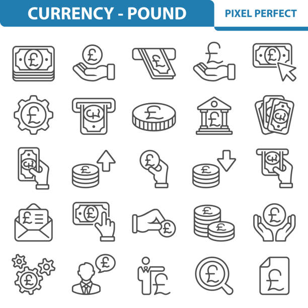 ilustrações de stock, clip art, desenhos animados e ícones de currency - pound icons - pound symbol british currency currency sign