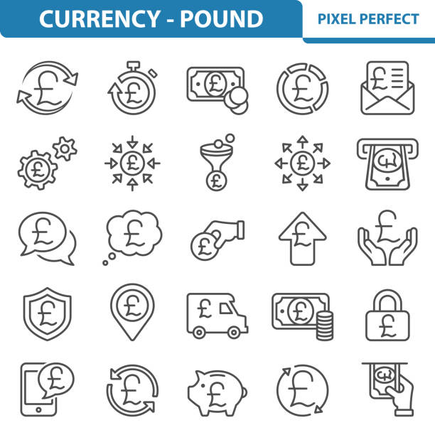 Currency - Pound Icons Professional, pixel perfect icons depicting various british pound, currency and money concepts. armored truck stock illustrations