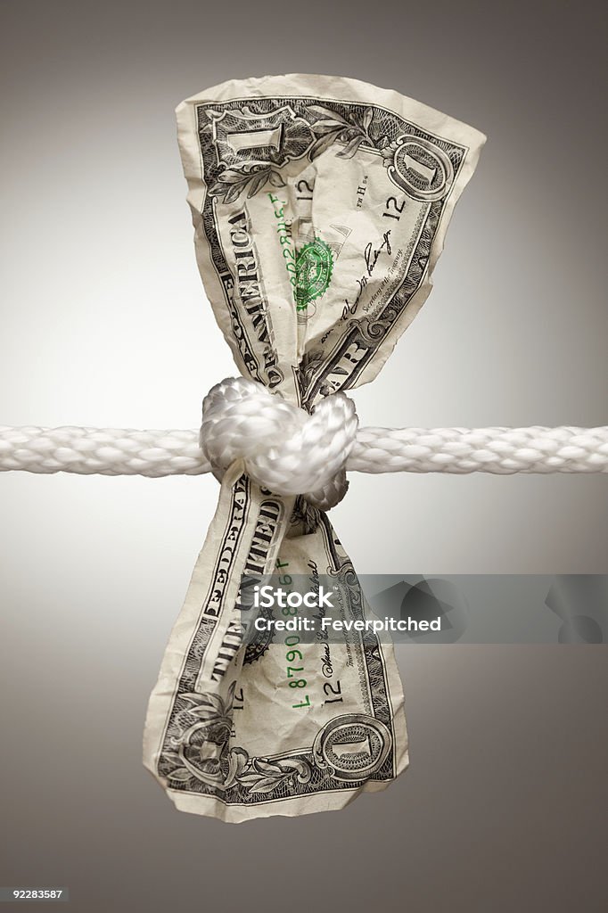 American Dollar Tied in Rope  Tied Up Stock Photo