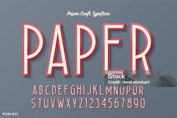 Decorative Vintage Paper Craft Typeface Font Typeface Design Stock Illustration - Download Image Now
