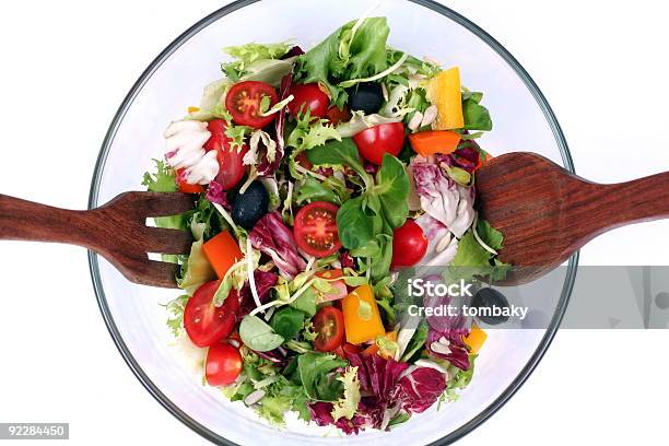 신선한 샐러드 혼합 원형 보울 0명에 대한 스톡 사진 및 기타 이미지 - 0명, 가벼운, 건강한 생활방식