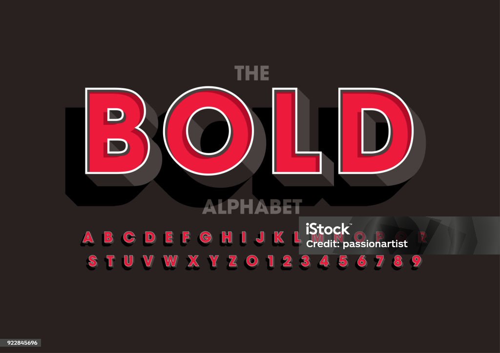 Bold alphabet Vector of modern bold font and alphabet Typescript stock vector