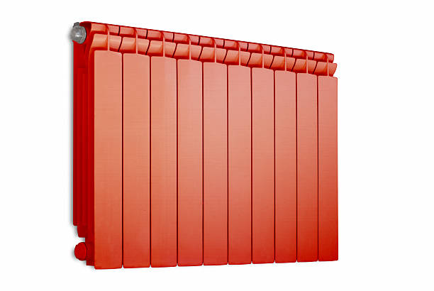 Red radiator. stock photo