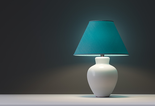 green interior table lamps - 3d rendering