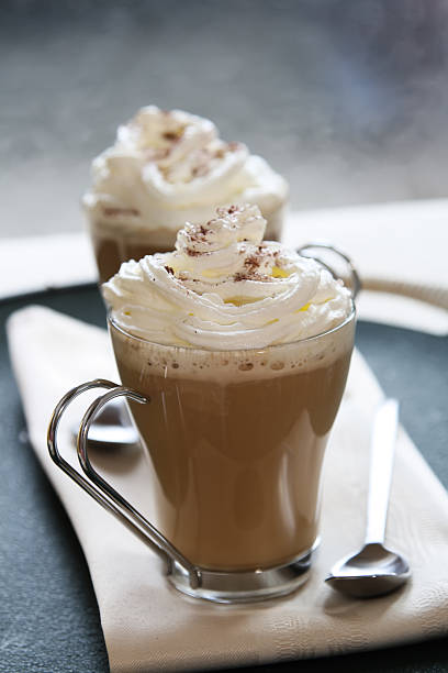 istock coffee latte macchiato with cream in glasses 92284847