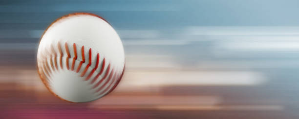 flying baseball with motion blur 3d render stock photo