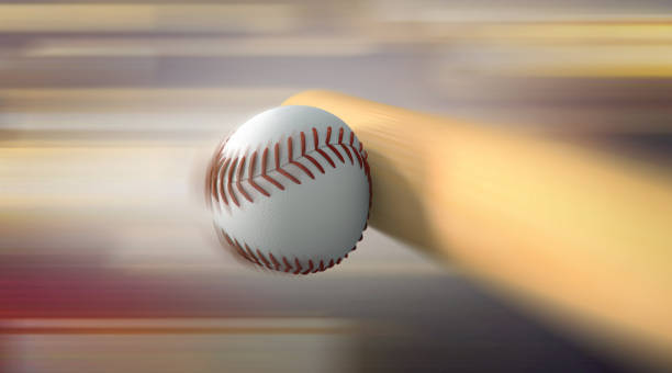 baseball hit with the motion move. stock photo