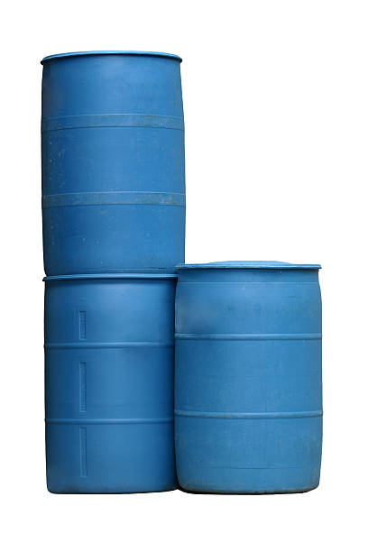 Blue Plastic Barrels Isolated stock photo
