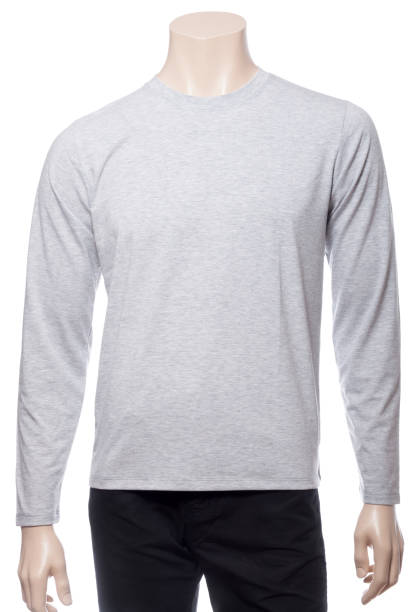 istock Grey heathered longsleeve cotton tshirt on a mannequin isolated 922857276