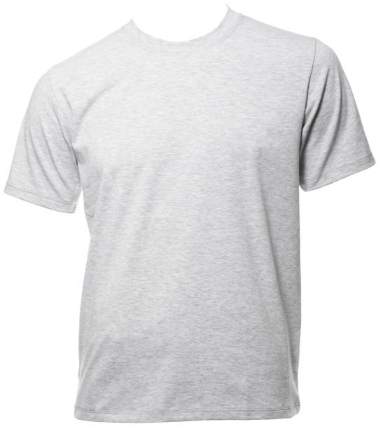 Grey heathered shortsleeve cotton tshirt template isolated Grey heathered shortsleeve cotton T-Shirt on a mannequin isolated on a white background heather grey stock pictures, royalty-free photos & images