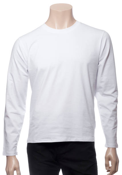 istock White longsleeve cotton tshirt on a mannequin isolated 922857300
