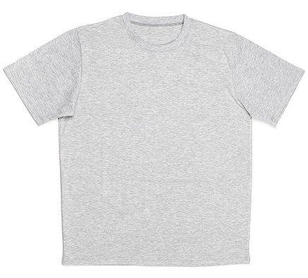 Grey heathered shortsleeve cotton tshirt template isolated