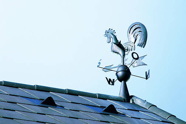 weathercock - roof roof tile rooster weather vane imagens e fotografias de stock