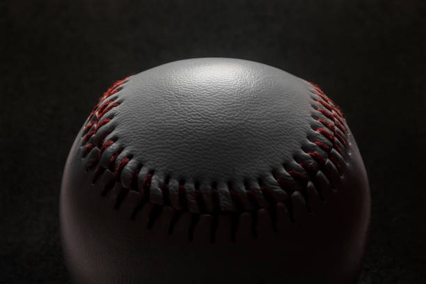 Baseball on black background. stock photo