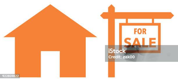 House With For Sale Sign Isolated Vector Stock Illustration - Download Image Now - House, Icon Symbol, Stock Market Data