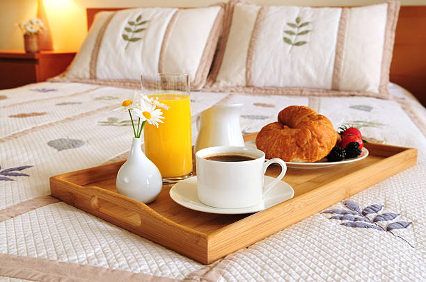 istock Breakfast in bed at a hotel room 92286109