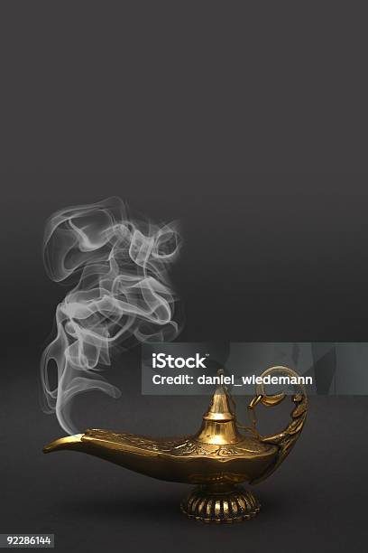 Smoking Genie Lamp Stock Photo - Download Image Now - Electric Lamp, Arabia, Color Image