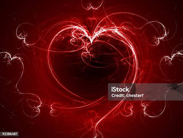 Red Burning Fractal Heart Stock Photo - Download Image Now - Abstract, Art, Backgrounds