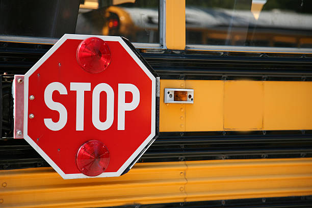 Stop for school buses stock photo