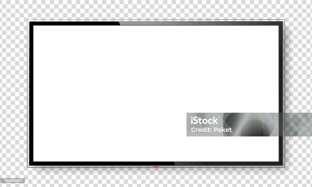 Realistic TV screen mock up Realistic TV screen. Large computer monitor display mockup. Blank television template. Modern stylish lcd panel, led type. Graphic design element for catalog, web site, as mock up. Vector illustration Television Set stock vector