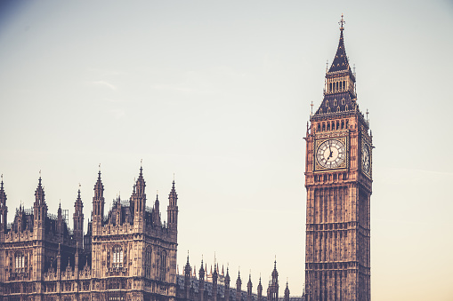 Westminster Bridge - The Big Ben and House of Parliament in London - UK