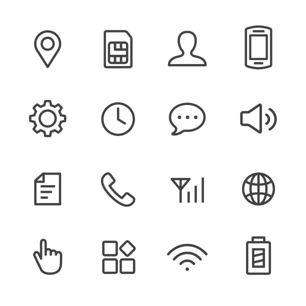 Vector illustration of Mobile Setting Icons Set - Line Series