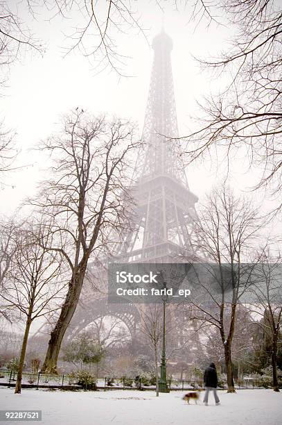 O Eiffel Em Queda De Neve - Fotografias de stock e mais imagens de Cão - Cão, Neve, Paris - França