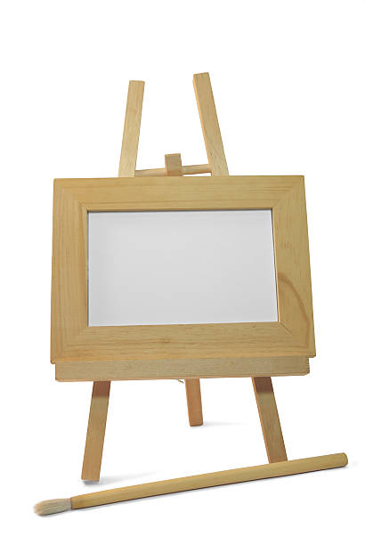 wooden frame on easel with clipping path stock photo