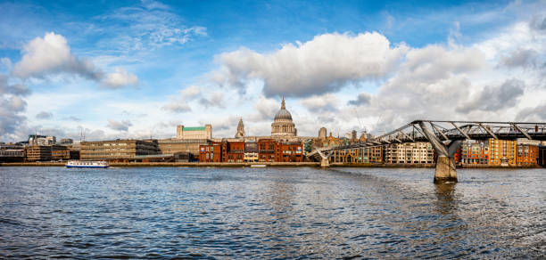 St Paul's Cathedral and Millennium bridge over the Thames in London