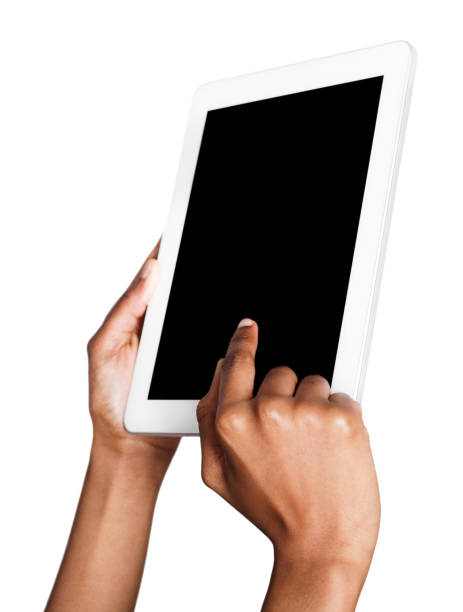 istock Holding and pointing to blank screen on tablet 922879216