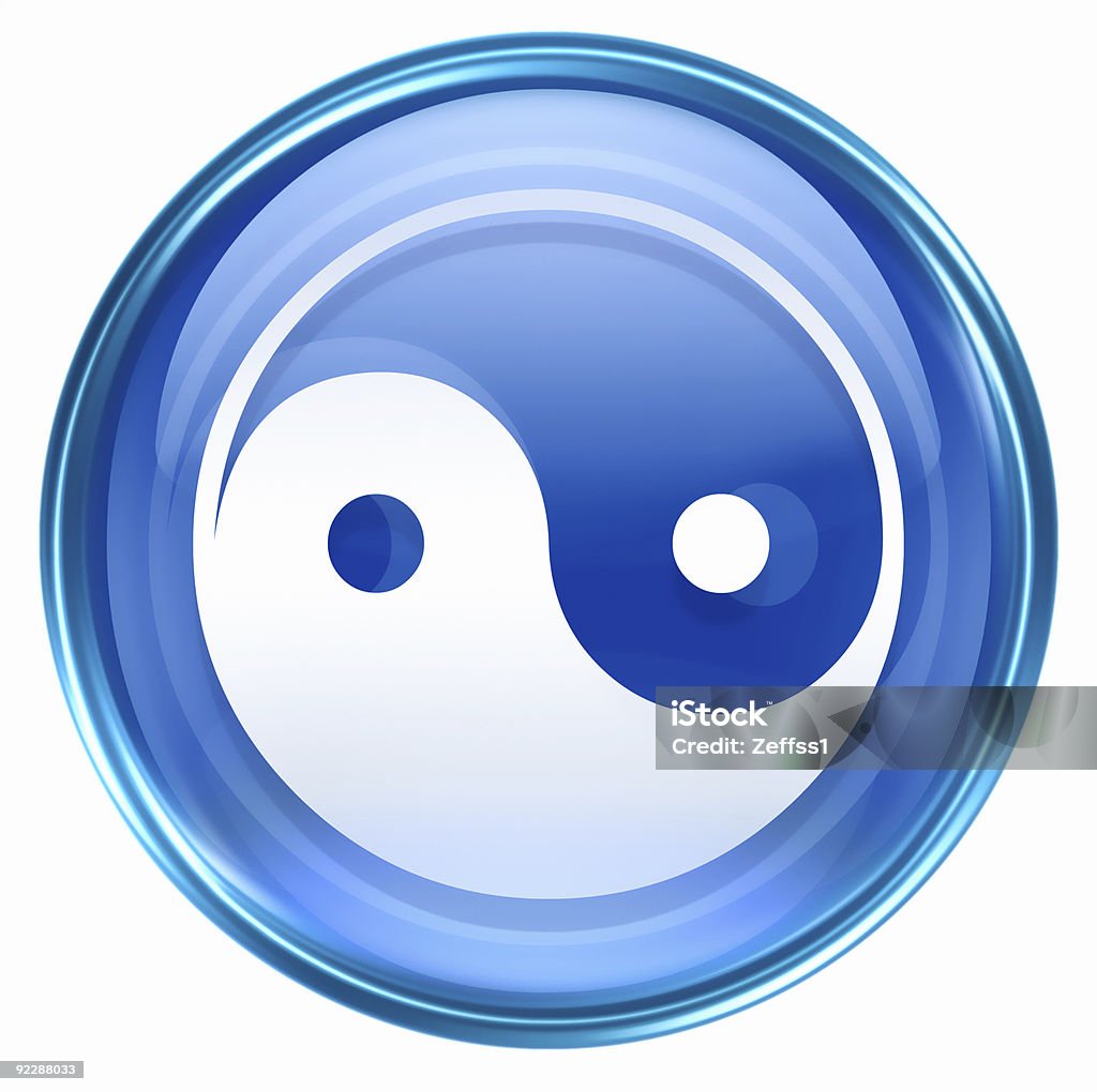 yin und yang-symbol-symbol blau, isoliert auf weißem Hintergrund. - Lizenzfrei Baustelle Stock-Illustration