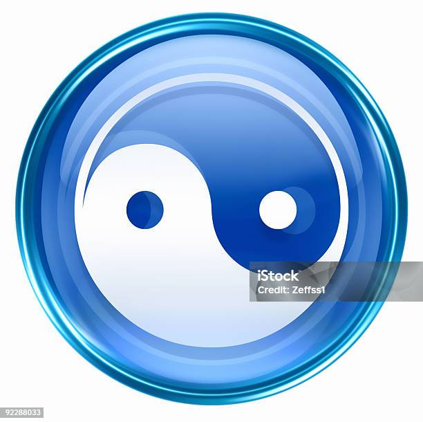 Yin Und Yangsymbolsymbol Blau Isoliert Auf Weißem Hintergrund Stock Vektor Art und mehr Bilder von Baustelle