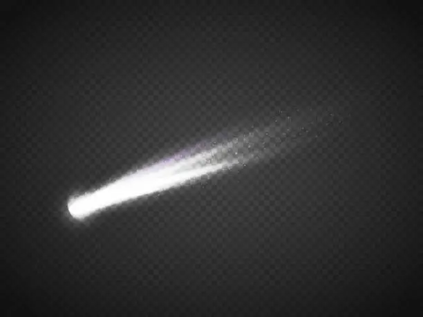 Vector illustration of Vector comet with large dust. Falling Star. Glow light effect