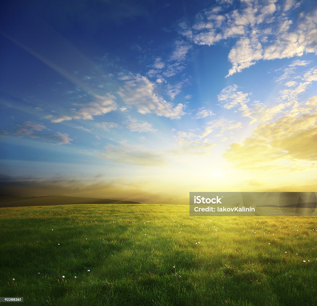 Frühling Sonnenuntergang - Lizenzfrei Sonne Stock-Foto