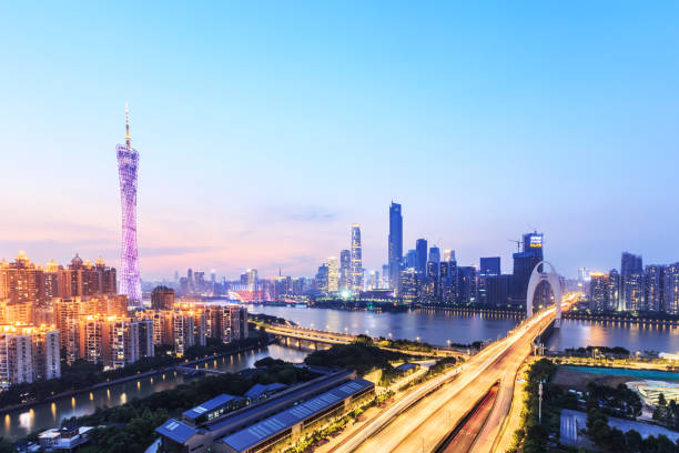 istock Guangzhou Skyscrapers at sunset 922886020