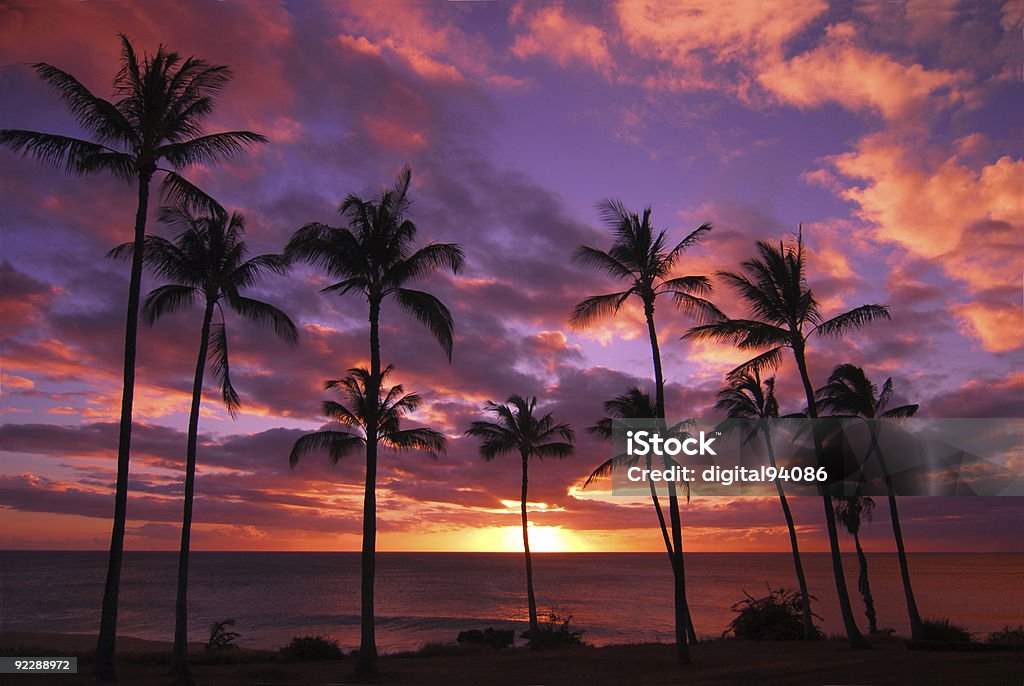 Hawaiian Sunset Molokai Hawaii  Molokai Stock Photo