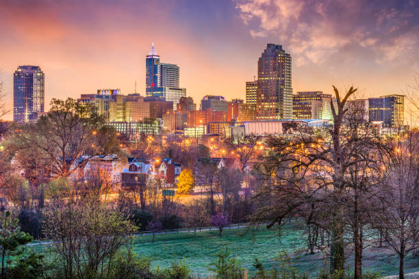 Raleigh, North Carolina, USA Raleigh, North Carolina, USA park and skyline. durham north carolina stock pictures, royalty-free photos & images